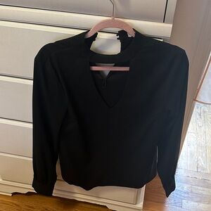 Urban Outfitters Black Long-Sleeve Keyhole Blouse